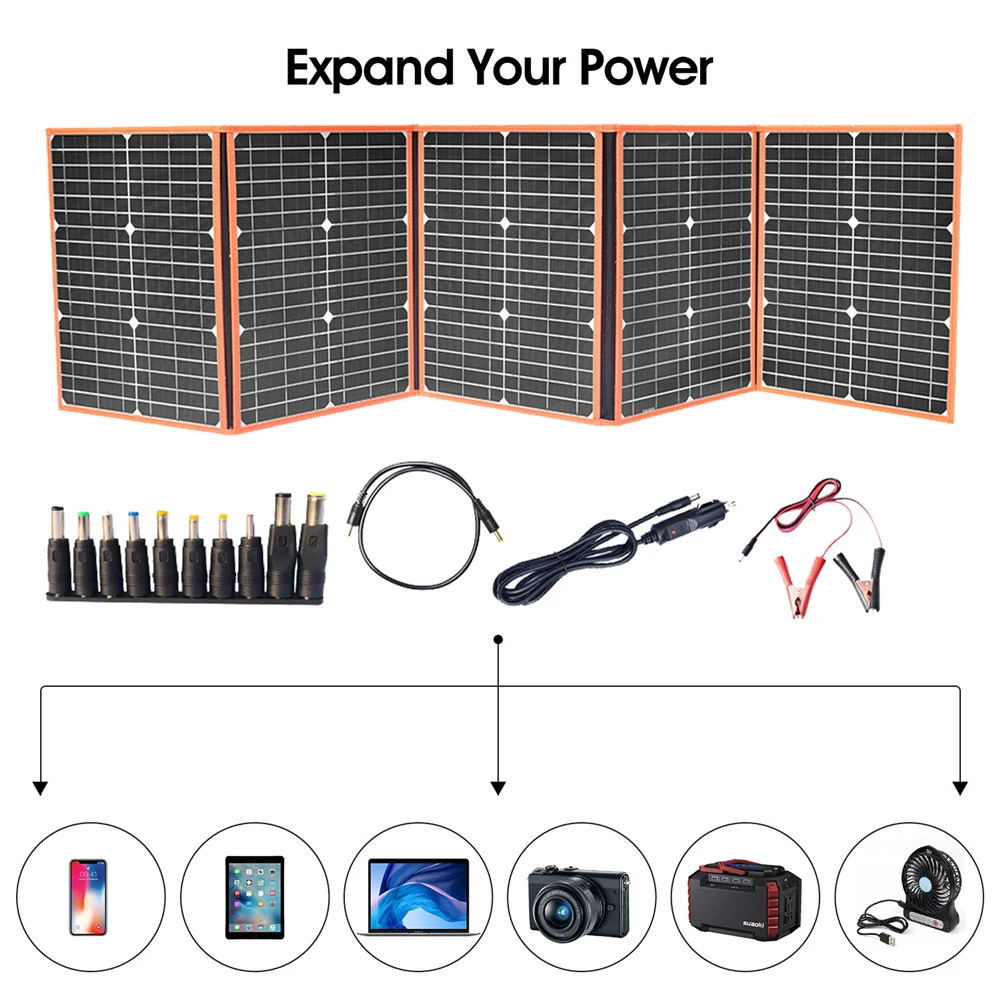Cena 100W 80W 60W 40W Składany Zestaw Paneli Słonecznych 12V ładowarka Zewnętrzna Przenośne Składane Elastyczne Panele Słoneczne Podwójny USB + Wyjście DC