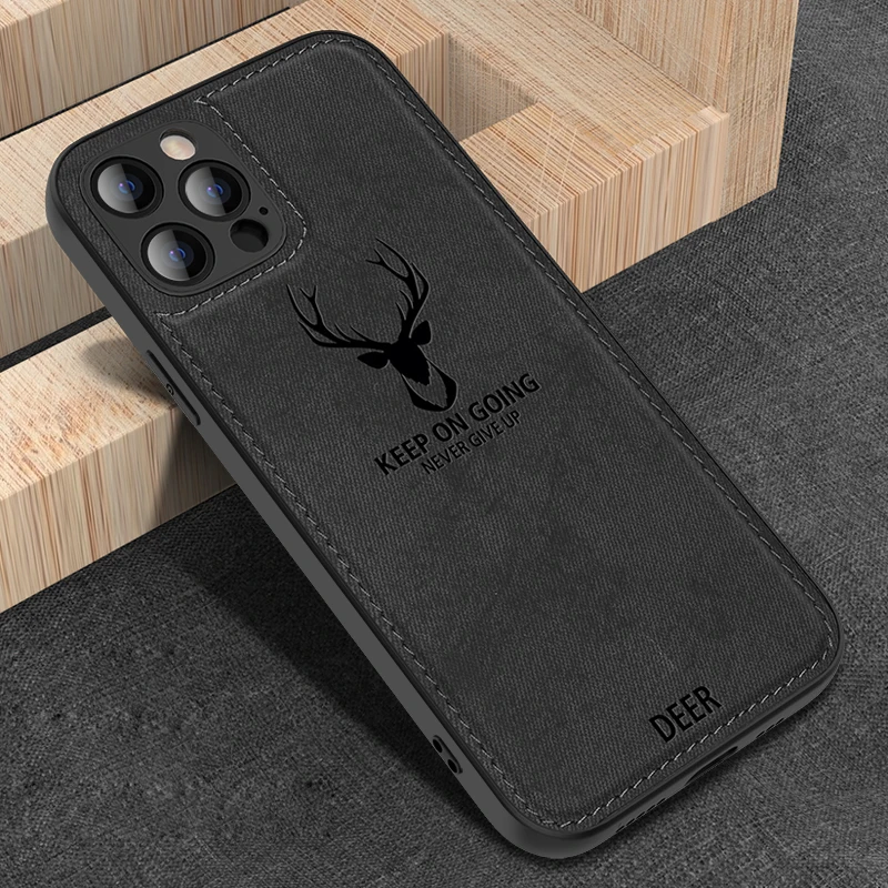 Шокопрочный чехол для iPhone 12 Pro Max Mini 13 11 PRO MAX MINI из силикона с тканью оленя для XS X XR.
