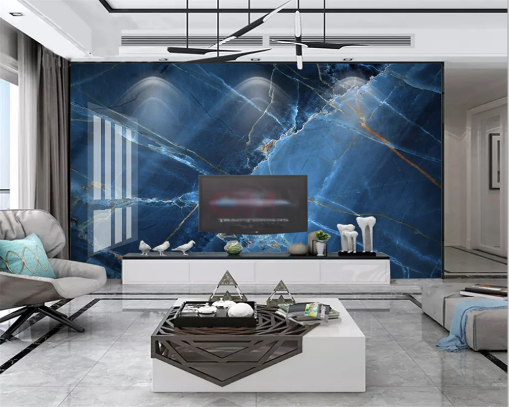 

beibehang Customized modern high-definition atmosphere abstract blue stone marble background wallpaper papier peint