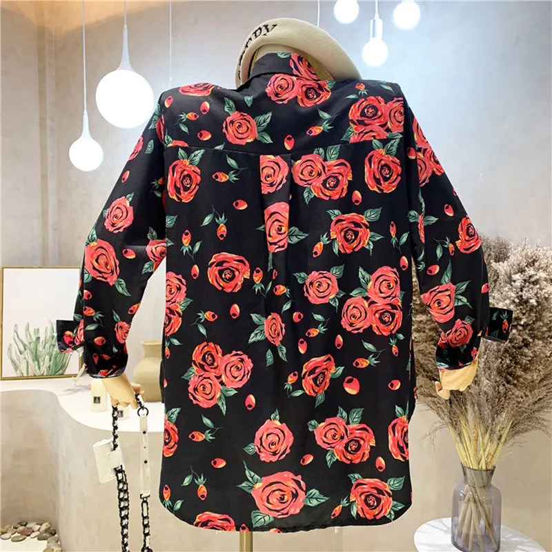 

New Women's Clothing Summer 2021 Fashion Loose Long Sleeve Medium Length flower shirt design sense sunscreen Top