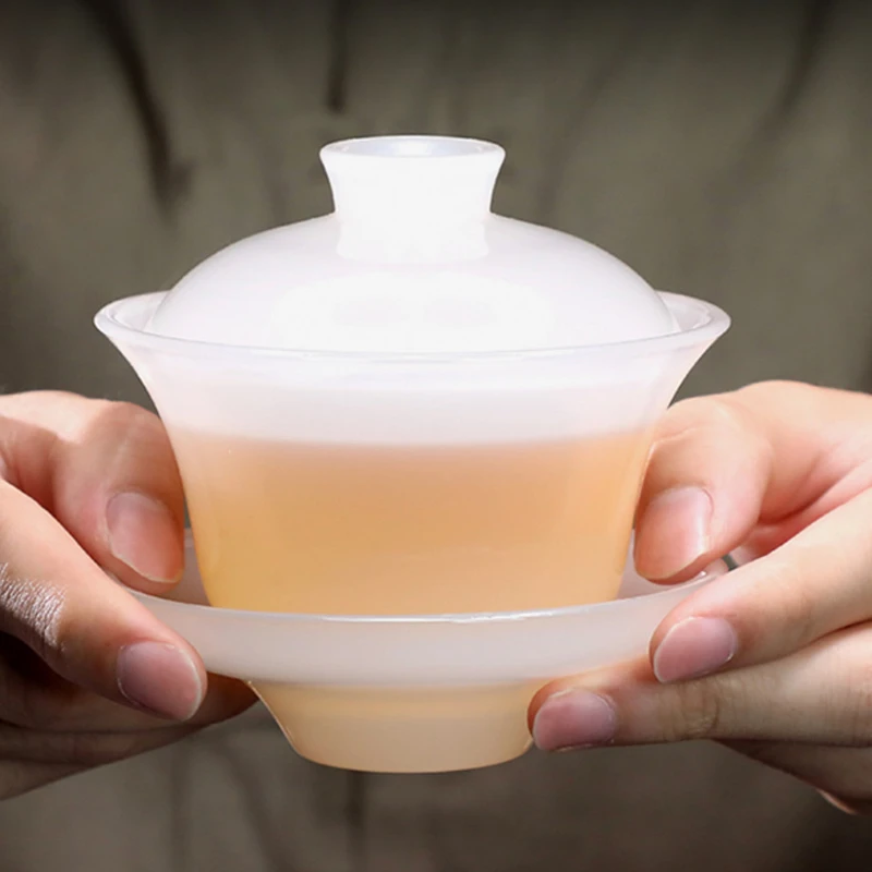 Белый нефритовый фарфоровый чехол чаша китайский стиль забота о здоровье кунг фу