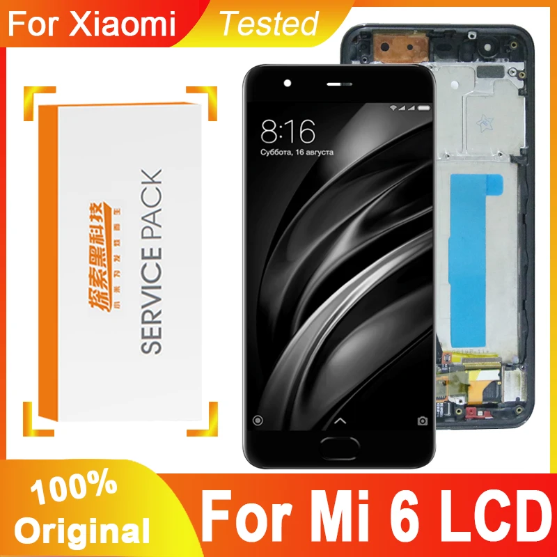 100% Оригинальный ЖК дисплей 5 15 &quotдля Xiaomi MI 6 с рамкой и дигитайзером сенсорного