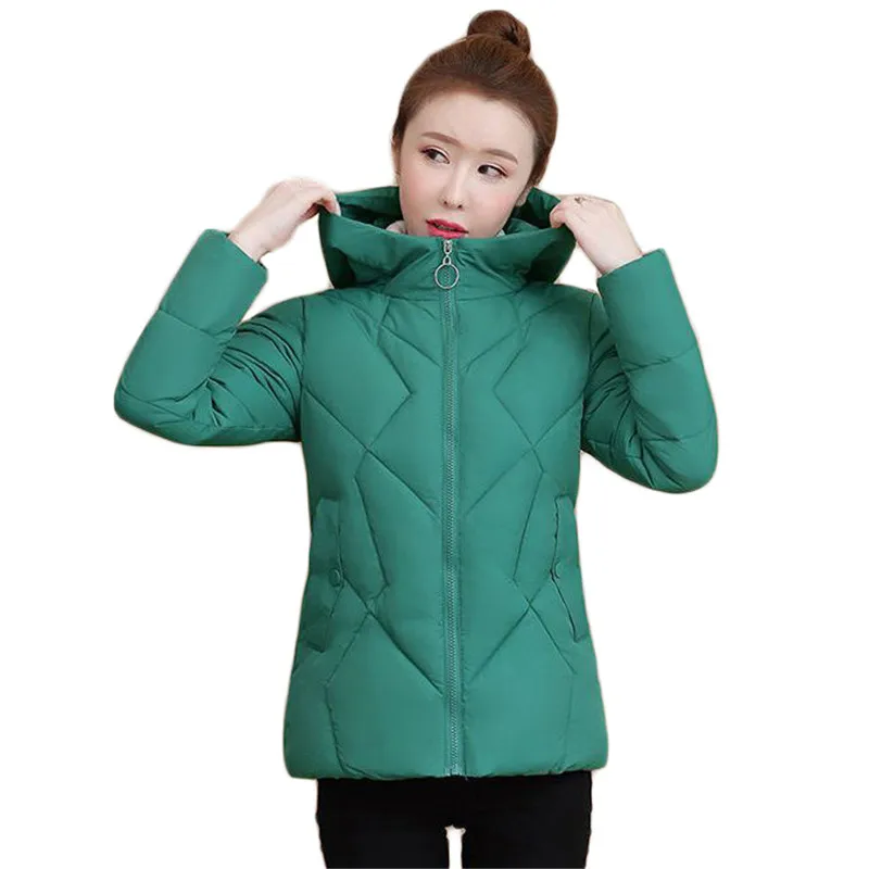 

Winter Coat Women Short Slim Green L-4XL Plus Size 2020 Autumn New Korean Fashion Long Sleeve Down Cotton Jackets Feminina