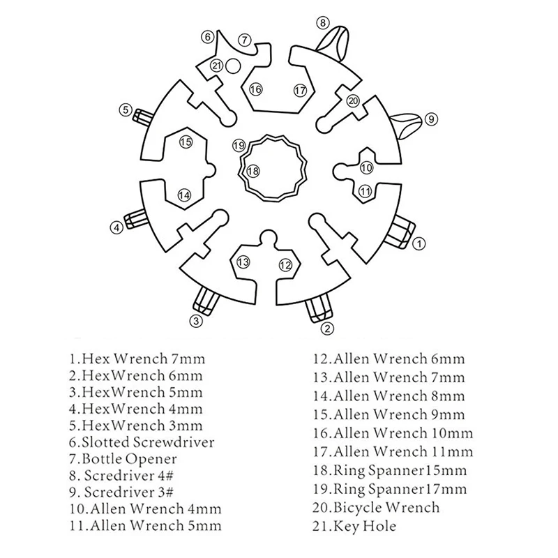 EDC Tool 18-in-1 Multipurpose Card Combination Compact Portable Outdoor Product Snowflake | Инструменты