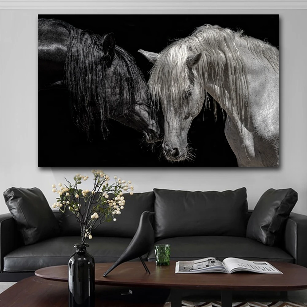 

Africa Animals Black White Horse Canvas Paintings Animals Wall Art Posters Prints Wall Decor Pictures Living Room Home Decor