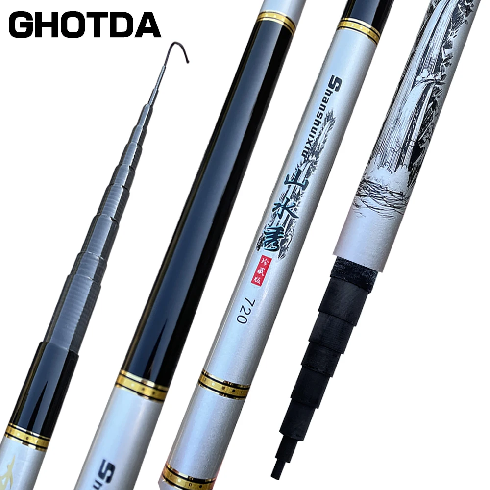 

Супержесткая Удочка GHOTDA для карпа, телескопическая удочка для речной рыбалки, тонкая работа, 3,6-7,2 м, регулируемая длинная удочка
