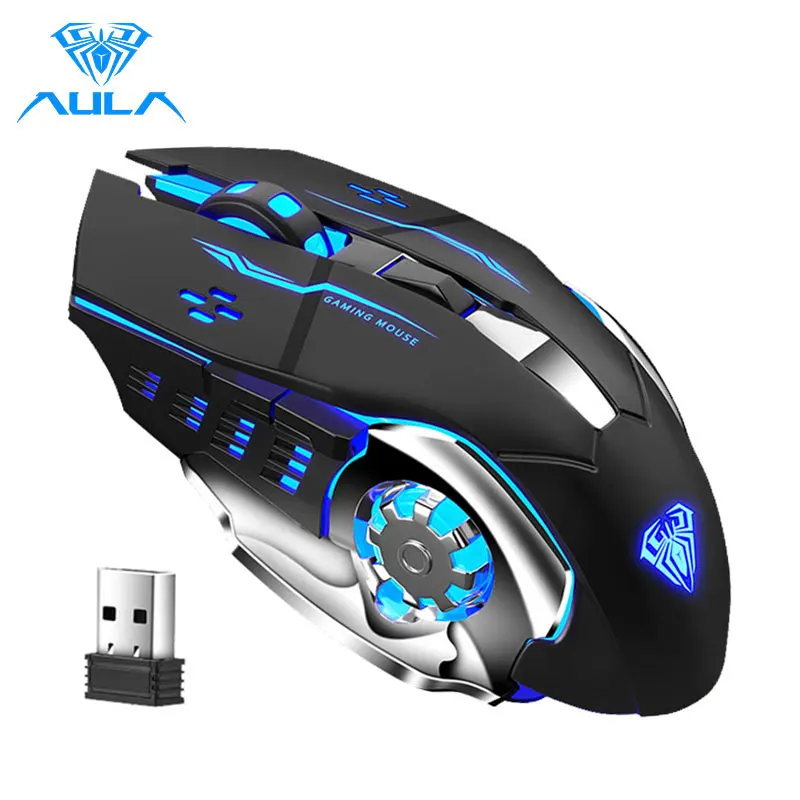 

Wireless Mouse Rechargeable, with Side Button RGB LED Backlit Ergonomic Optical 2.4G Cordless Computer Gaming Mice for PC Laptop