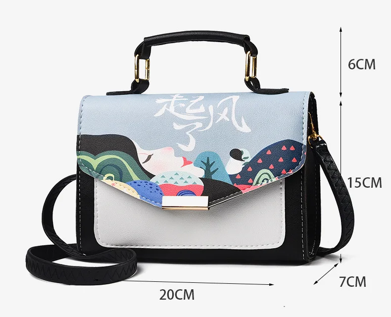 

Chuwanglin Fashion Flap Printing Shoulder bag leather hand bags for women casual Simplicity Messenger bag bolsa feminina D80601