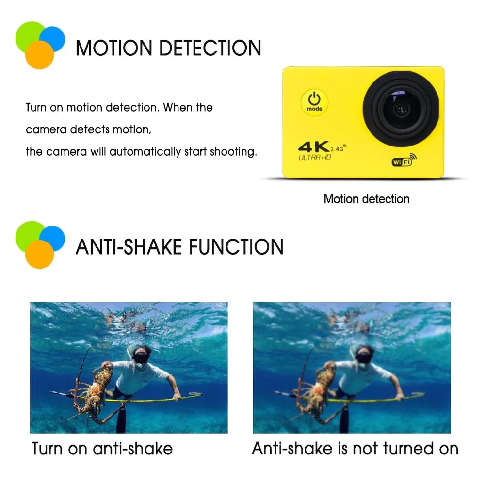 Kebidumei Водонепроницаемая Экшн-камера HD 4k WIFI экран 2 0 дюйма 170d подводная спортивная