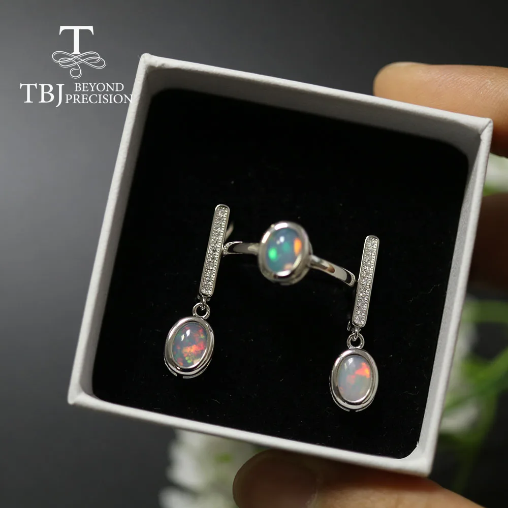 Ювелирный Набор TBJ из 2020 натурального опала Овальный 6*8 мм кольцо с застежкой