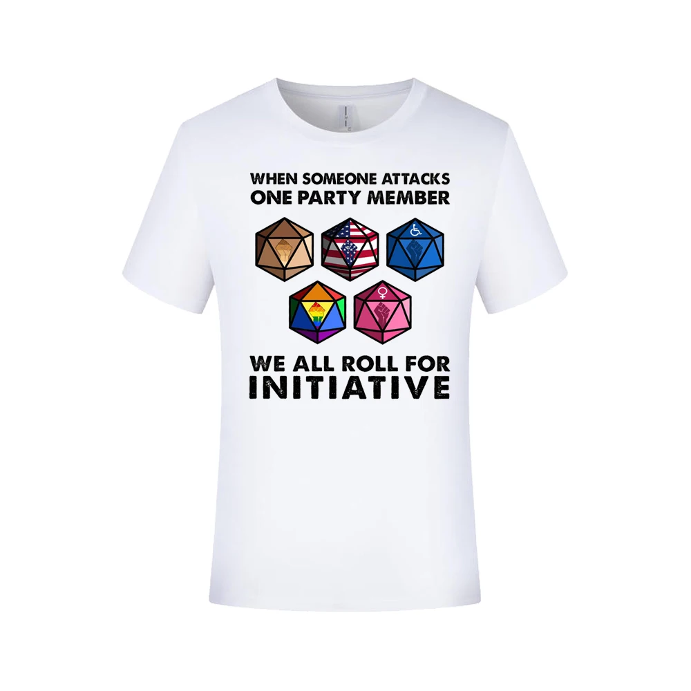 

Funny Tee For Women When Someone Attacks One Party Member T Shirt Ladies We All Roll For Initiative T-Shirt Short Sleeve Tops