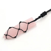 fyjs unique handmade weave wrap natural rose pink quartz sword shape pendant necklace for women jewelry