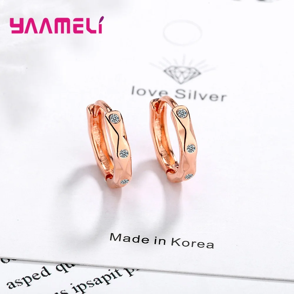 

Simple Style Women Men Unisex Hoop Earring for Ear Decoration Ornament Fine 925 Sterling Silver Clear Cubic Zircon Paved