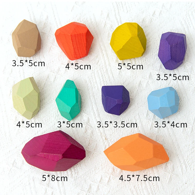 

Baby Stacking Blocks Montessori Balance Toys Wooden Stone Rainbow Toys Ins Nordic Style Irregular Shape Jenga Games Gift For Kid