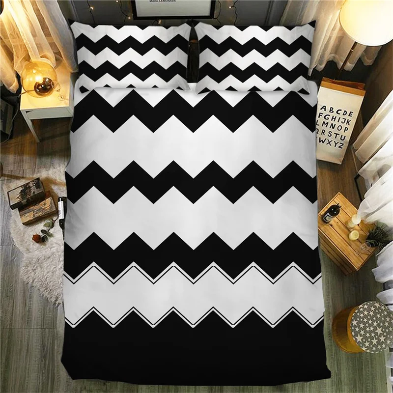 

Nordic Bedding Set Black White Lattice Gemoetric Queen King Size Duvet Quilt Cover Set Double Twin Child Kid Adult Bedclothes