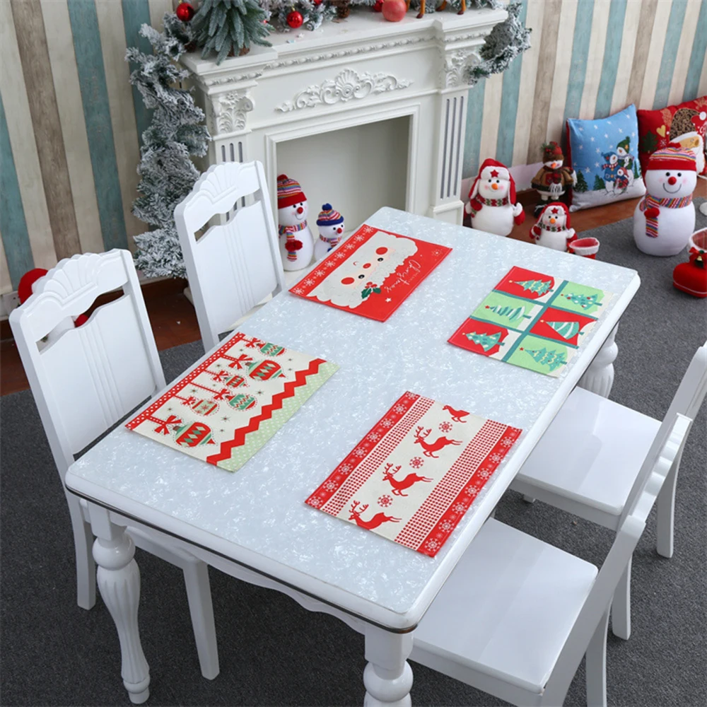 

Living Room Home Elk Christmas Tree Non-Woven Fabric 42x28cm Xmas DecorationChristmas Table Mat Decoration Kitchen Dining