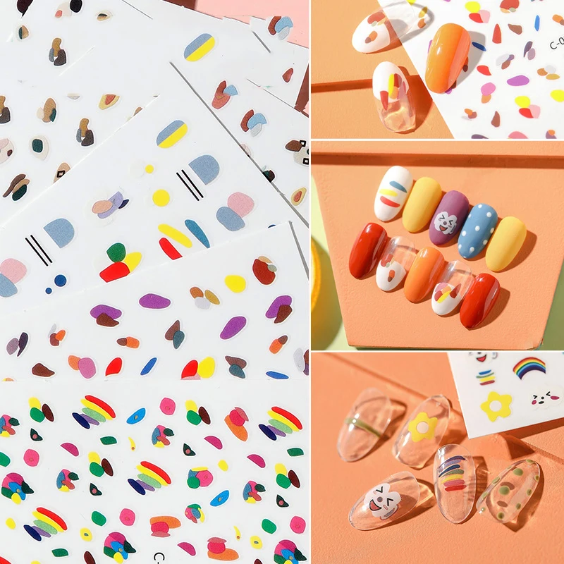 Новинка 1 лист стикеры 3D на ногти Nail Art яркий красочный Радужный форма ногтей