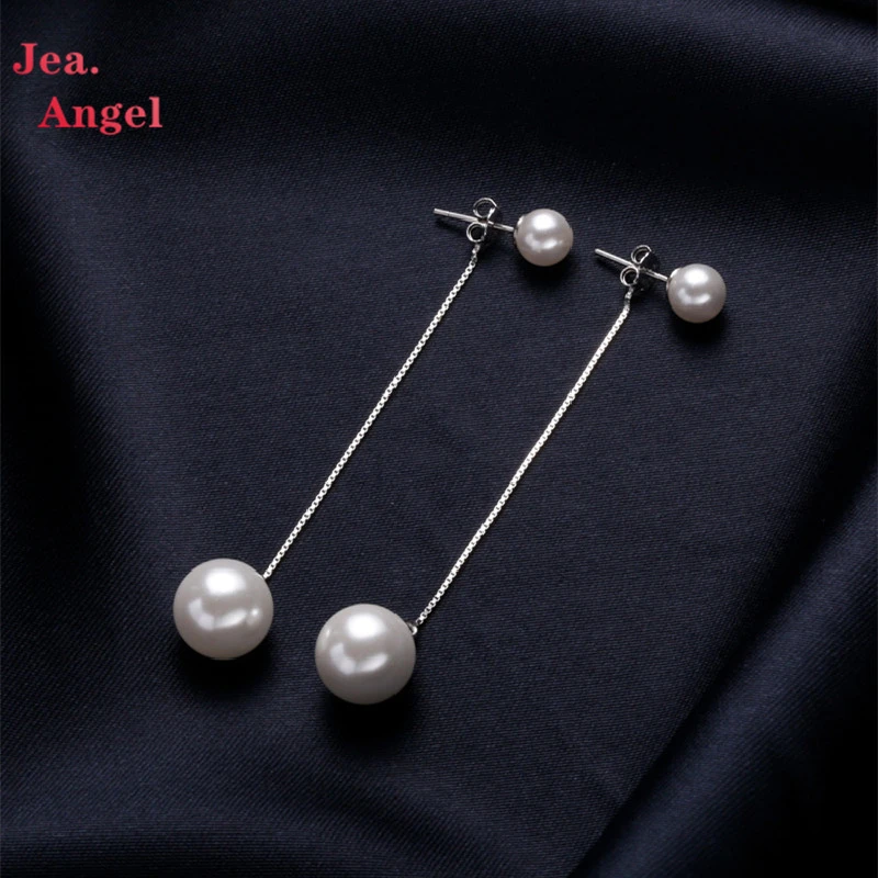 

Jea.Angel модные элегантные серьги из серебра 925 пробы длинные серьги-гвоздики с кисточками жемчужные милые ювелирные изделия для невесты аксес...