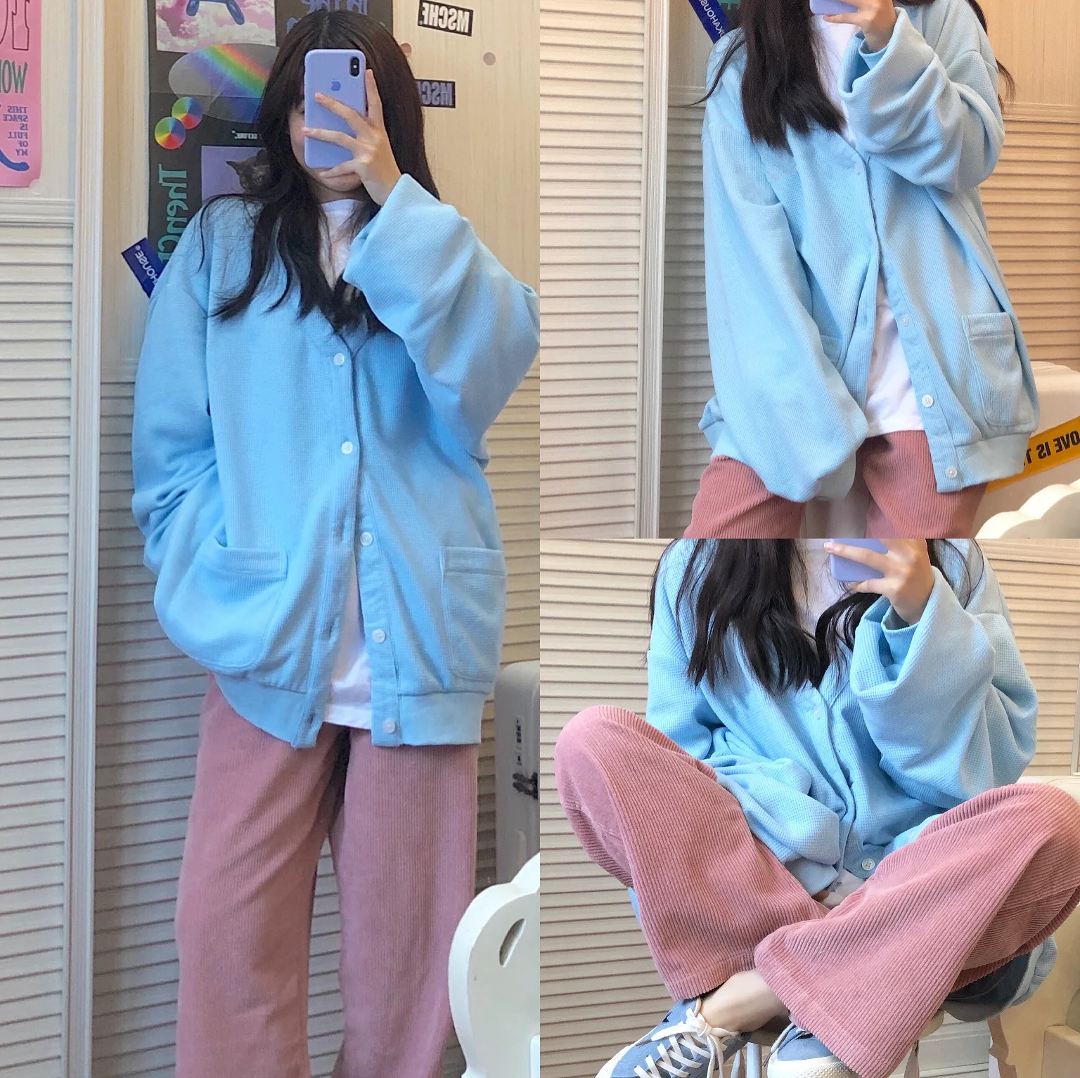 Корейские шикарные штаны милый свитер в иностранном стиле для старения белого