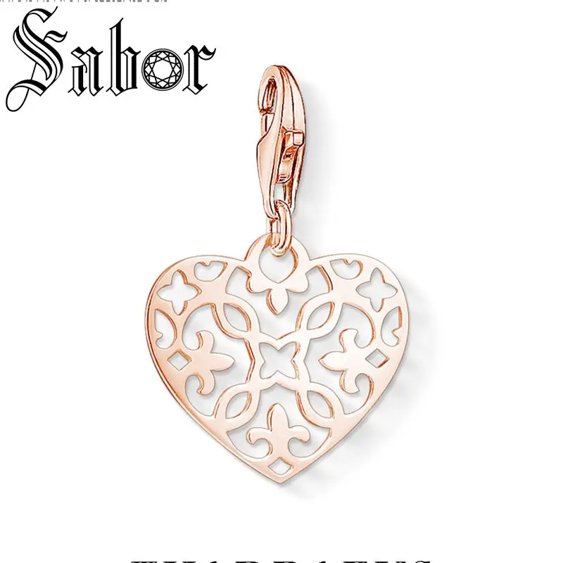 Модное украшение в форме сердца подвеска из розового золота с серебряным