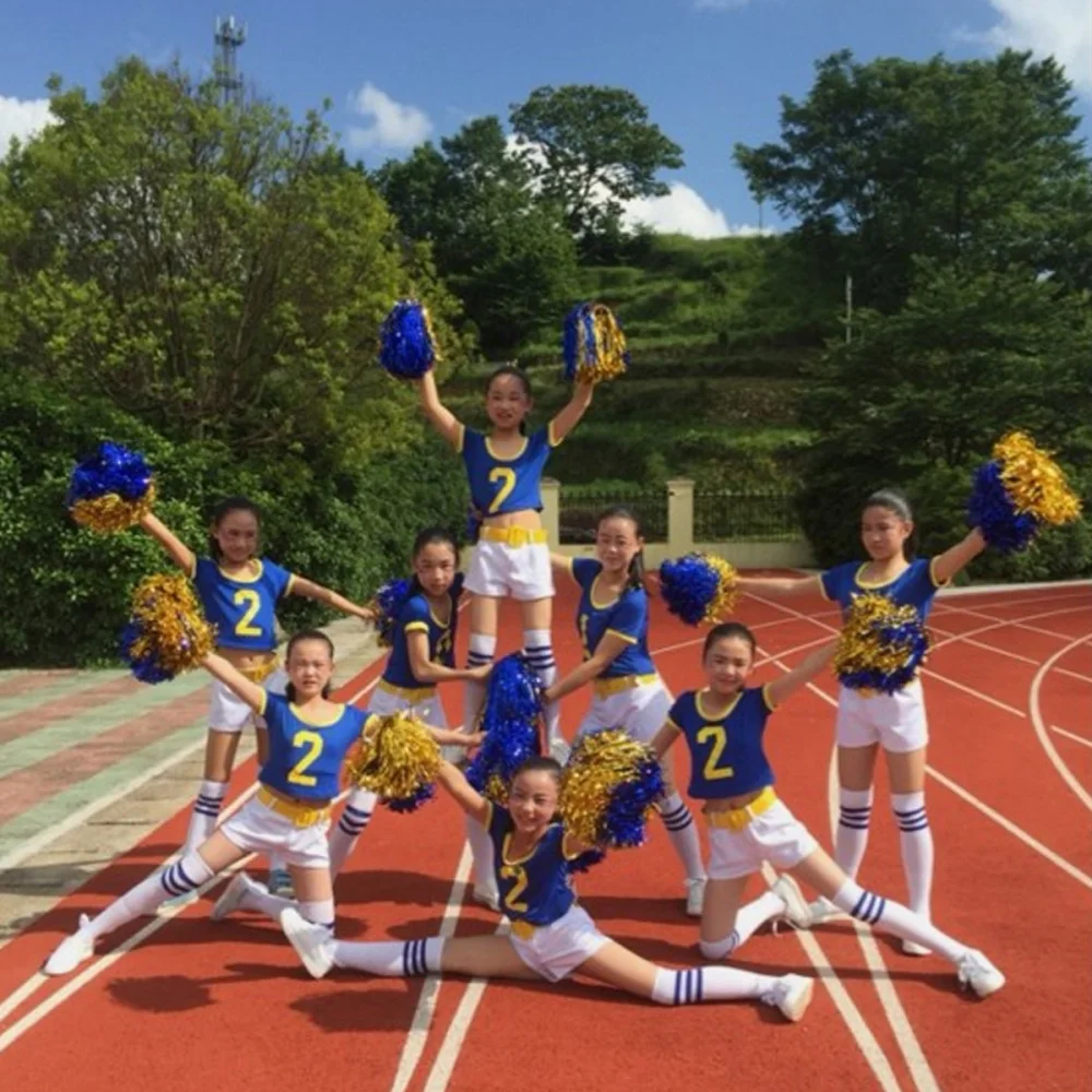 

12PCS Straight Handle Cheering Poms Cheerleading Kit Cheer Props for Performance Competition Cheering Sports Events (Random Styl