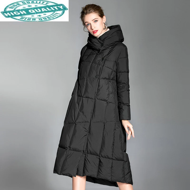 

Women's New Down Jacket Winter Coat Long 20% White Duck Down Coats Warm Parka Womens Jackets Outerwear 20286007