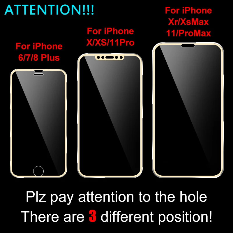

777D Protective Glass on for iPhone 6 7 8 Plus 11 Pro Xs Max X Xr Screen Protector 5 SE Tempered Glass Aluminum Alloy Metal Edge