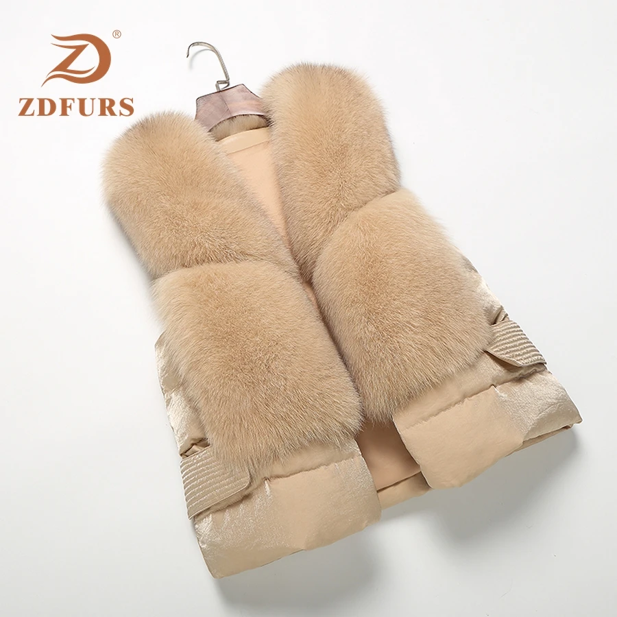 ZDFURS* жилет из натурального Лисьего меха пуховый жилет женский жилет из лисьего меха Зимний меховой жилет