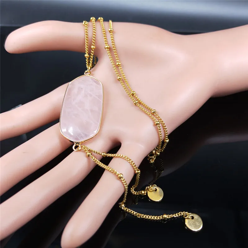 2021 ожерелья из нержавеющей стали с натуральным камнем женские длинные и подвески