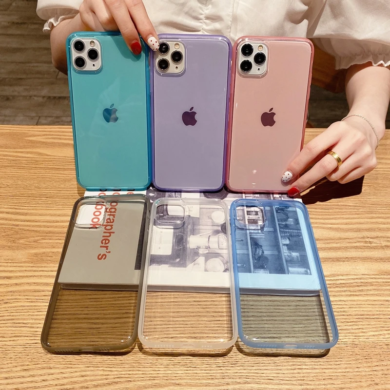 

ICASSBY Transparent Shockproof Phone Case For iPhone 11 Pro Max X XR Xs Max 6 6s 7 8 Plus SE 2020 Soft TPU Clear Back Cover Etui