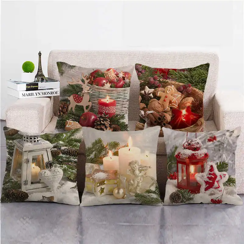 

45 см * 45 см с надписью "Merry Christmas" С Новым годом ", льняные/Хлопковые наволочки для диванной подушки, чехол для диванной подушки