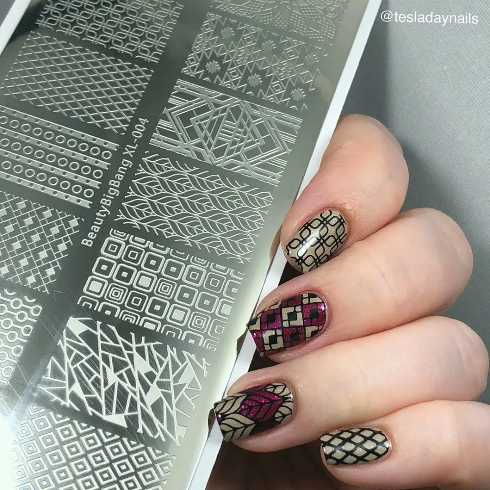 BeautyBigBang набор штамповочных пластин 8 шт. для дизайна ногтей 6*12 см прямоугольная винтажная нержавеющая сталь летний цветочный набор шаблонов для ногтей с сумкой