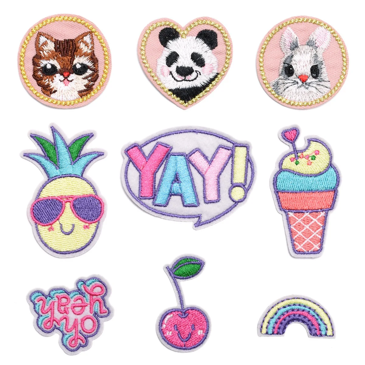 

Color Dessert Fruit Ironing Embroidery Cute Embroidery Cloth Stickers Ice Cream Pineapple Rainbow Clothes Decoration Patch