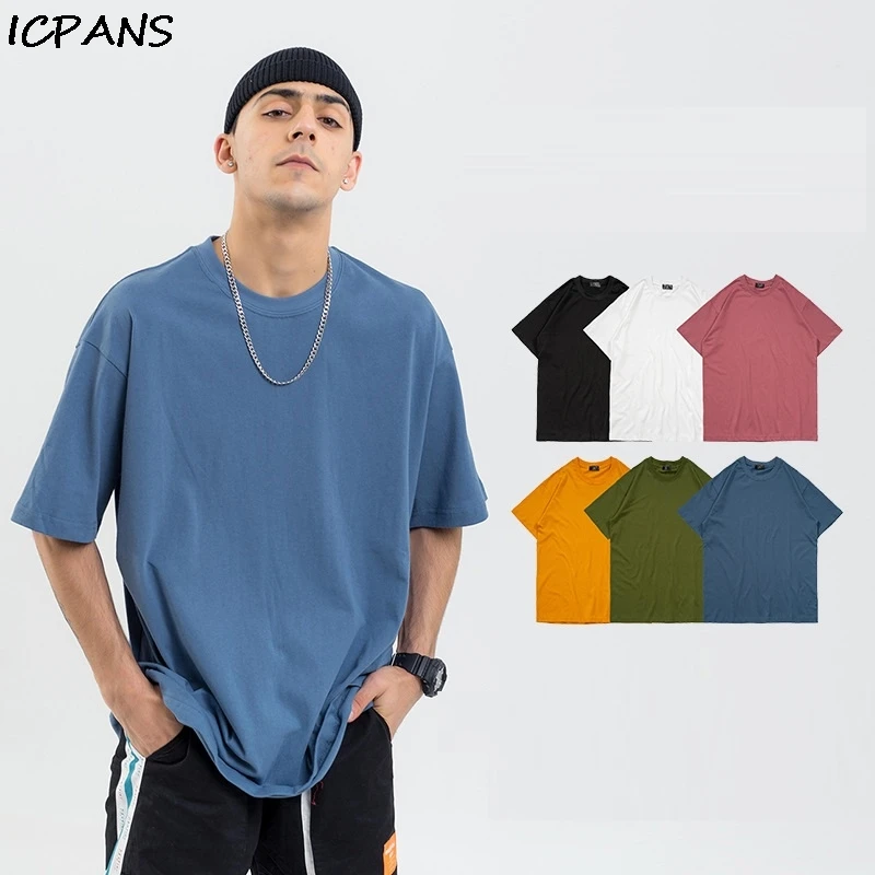 ICPANS однотонные футболки с коротким рукавом Уличная одежда для мужчин Harajuku Lucky Cat