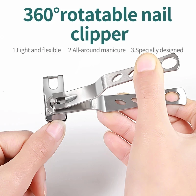 

Professional 360° Rotatable Stainless Steel Nail Clippers Cutter Toenail Fingernail Manicure Trimmer Clippers for Thick Nail Tip