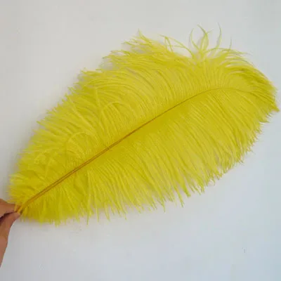 yellow Украшения из перьев 10 шт 55-60 см красочные страусиные перья сценические реквизит Свадебная Цветочная одежда с рисунком маски украшения - Цвет: yellow