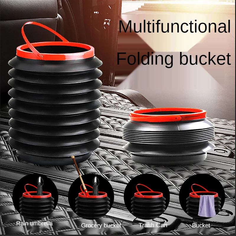 

Car supplies folding trash can 4L car trash can multifunctional telescopic bucket creative portable storage bin