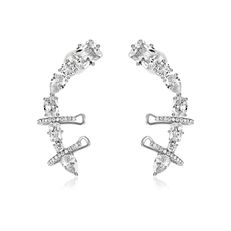 

Timeless Wonder Fancy Zirconia Geo Pierced Clip Earrings Women Statement Jewelry Punk Runway Gothic Designer Trendy Ins New 2388