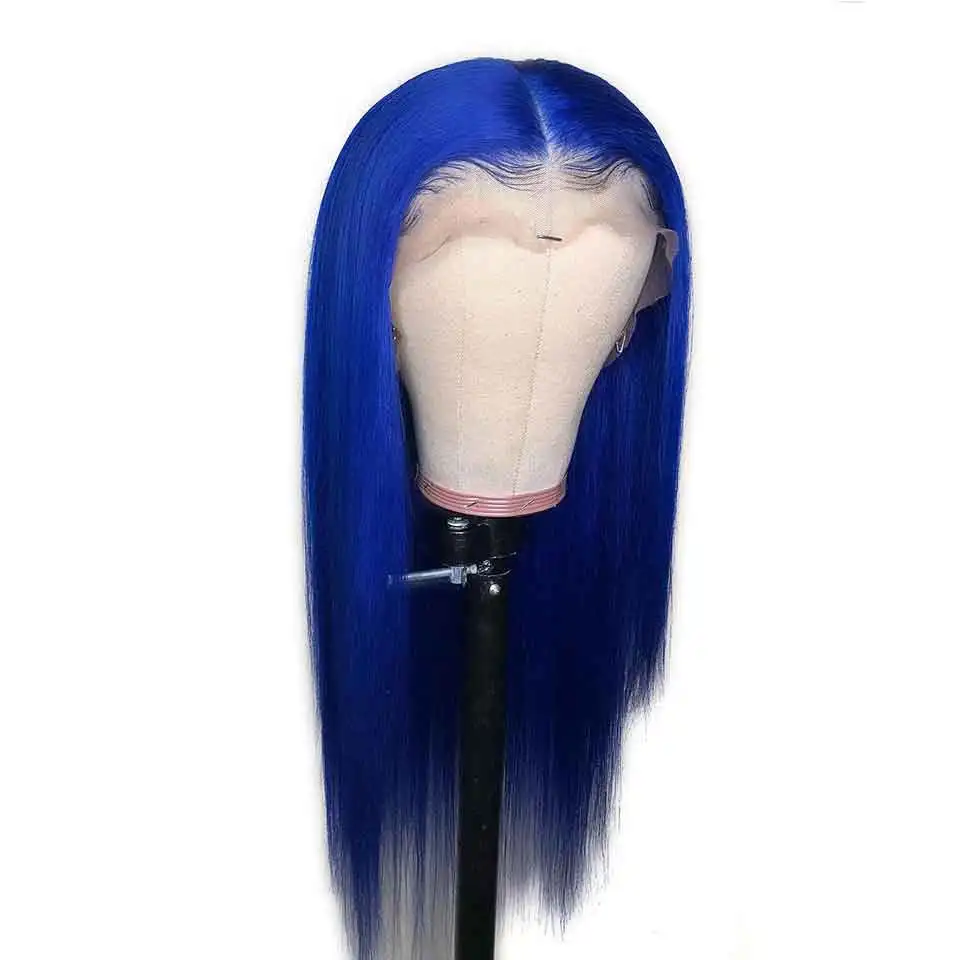 Blue B Color Wig 13X4 613 блондинка красный бордовый 99J розовый цвет прямые 150% Синтетические волосы на кружеве человеческих волос парики предварительно бразильский Реми FreeGift - Цвет: Blue B Color Wig
