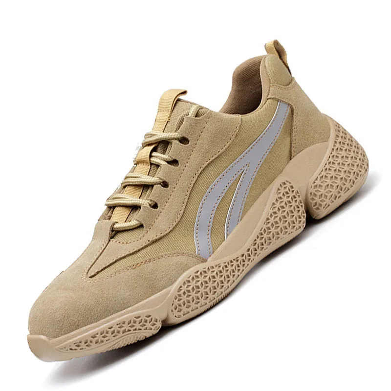 

Yadibeiba Breathable Safety Work Shoes For Men Anti-Skidding Leather Shoes Protective Work Shoes Industrial Safety Boots