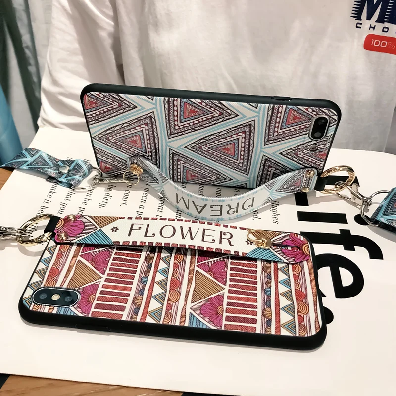 Чехол на запястье для huawei Honor 20 9 Lite V20 8X 9X mate 10 P30 Pro P20 Nova 3i 3 4 5 с этническим ремешком