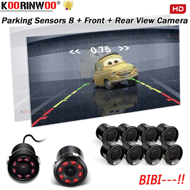 Koorinwoo Parktronic Car Rearivew камера парковочные датчики 8 зондов сигнализация Фронтальная