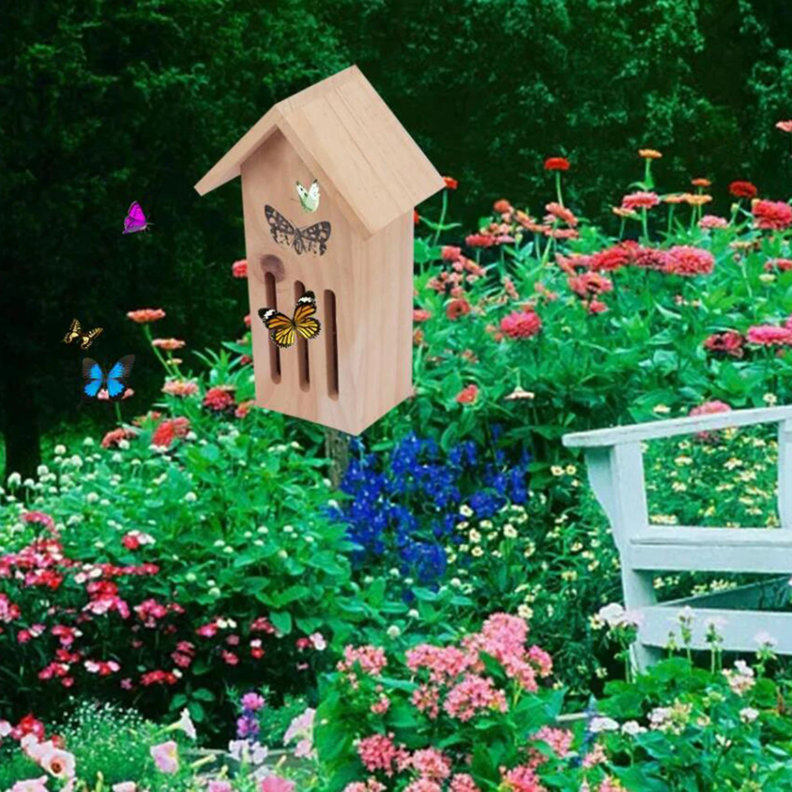 

Safe Attractive Wooden Butterfly House Resting Place for Tree Bees Bugs