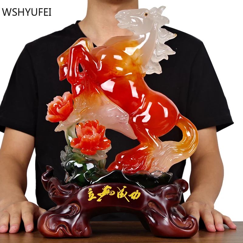 Китайская полимерная скульптура украшения фэн шуй статуя лошади Офисная