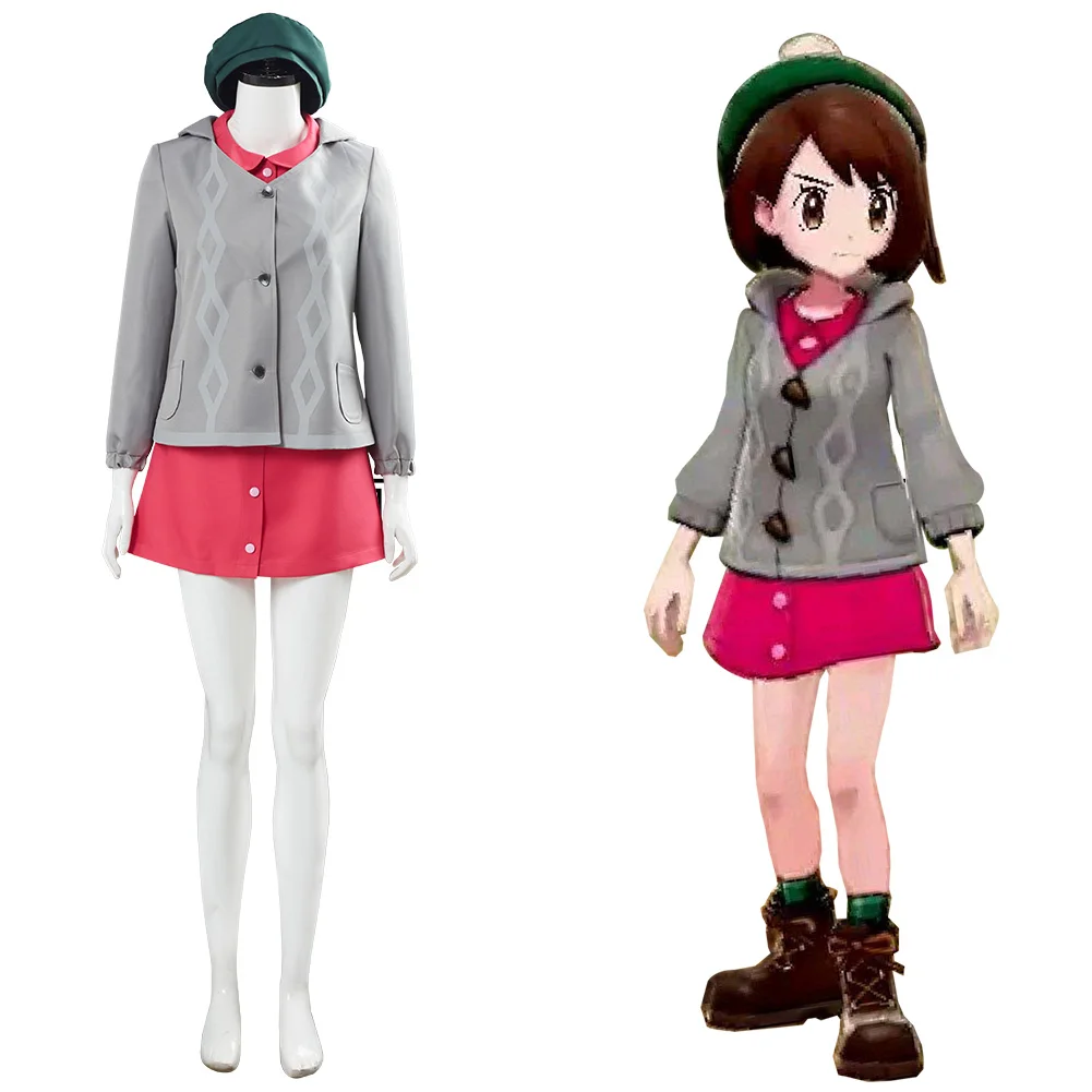 

Pokemon Sword Shield Marnie Cosplay Costume Women Girls Hat Dress Coat Full Suit Outfit Halloween Carnival Costumes