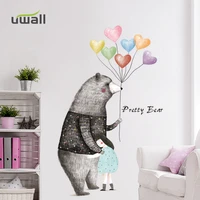 romantic bear balloon self adhesive anime sticker bedroom living room home decor wall stickers for kids room wall decoration