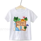 Детская рубашка с динозаврами, новая летняя футболка с принтом маленького динозавра футболка с днем рождения Футболка с цифрами футболка с цифрами