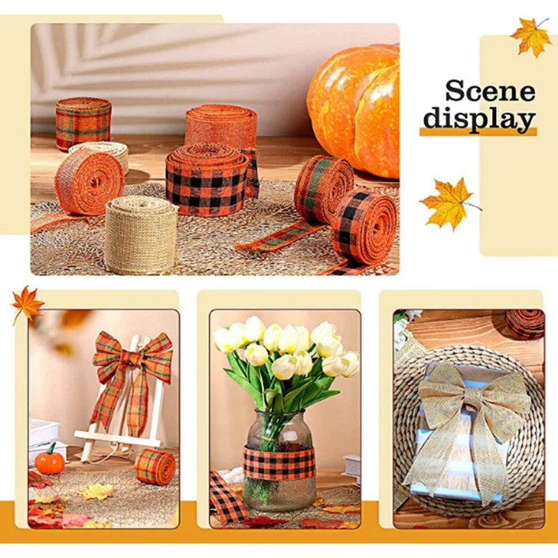 8 PCS Lattice Ribbon with Thread Packaging Craft Multi-Color Autumn Thanksgiving DIY Garland | Дом и сад
