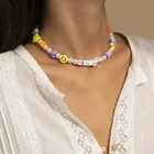 Женское Ожерелье Minar в стиле бохо, цепочка с радужными бусинами, разноцветное ожерелье-чокер с надписью Smile, этническое Ювелирное Украшение