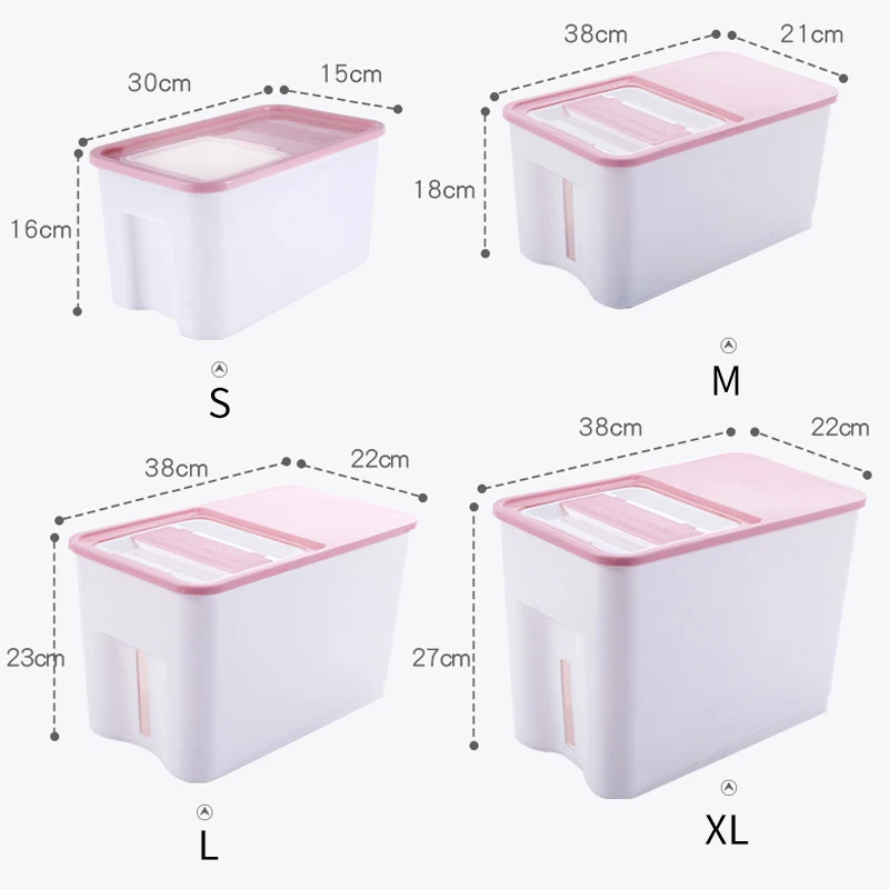 

Large Capacity Rice Storage Bucket Moisture-proof Grain Storage Boxes with Measuring Cup Scale Sealed Bucket Storage Organizer